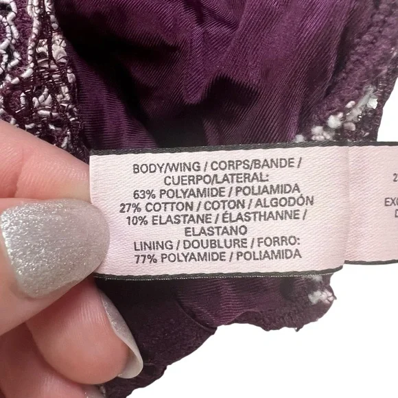 Victoria's Secret Body By Victoria Lace Bralette Size Medium Floral Plum Purple - Picture 6 of 6
